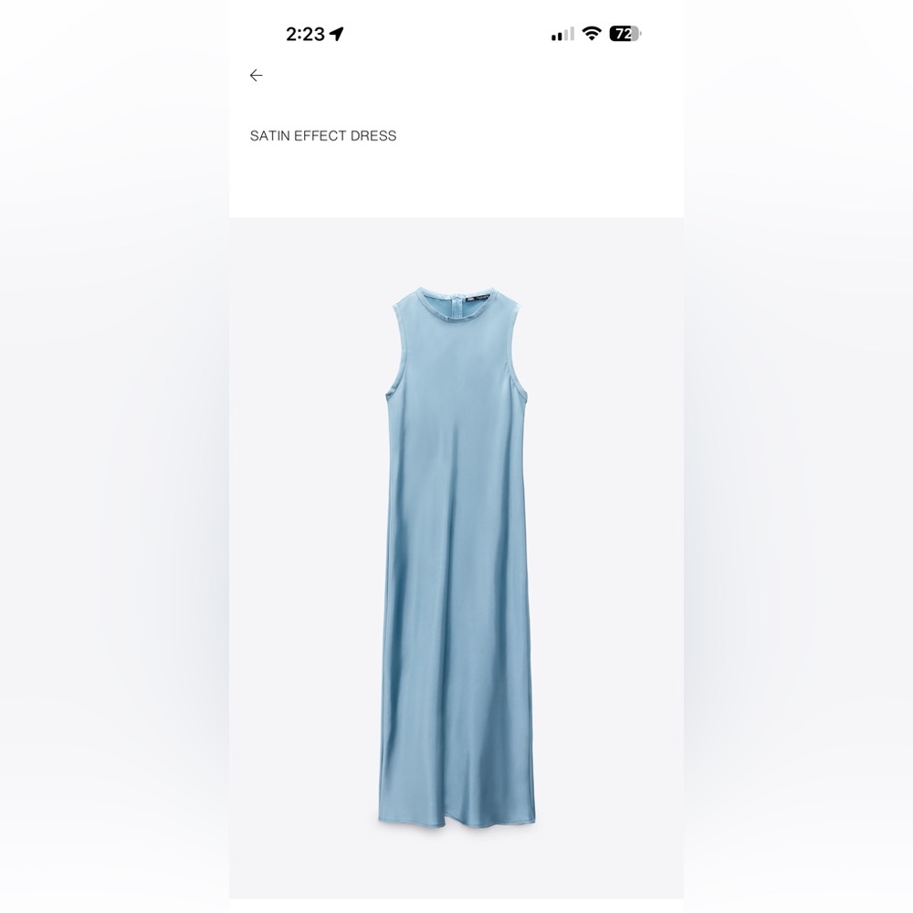 Zara satin Blue Sleeveless Dress